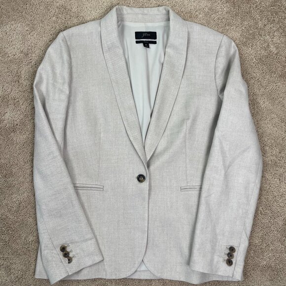 J.Crew Blazer Womens 10 Flax Ivory Parke Stretch Linen Blend Minimal Capsule